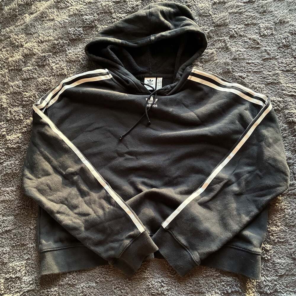 Adidas Originals 3 Stripe Hoodie Black Pullover Trefoil